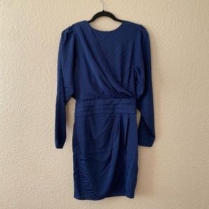 Ronny Kobo Blue silky Cocktail Dress long sleeve